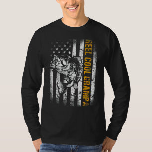 Mens Reel Cool Grampa American Flag Vater T-Shirt