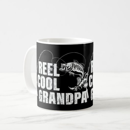 Mens Reel Cool Grandpa Design mit Fisch und Fishin Kaffeetasse (Vorderseite Links)