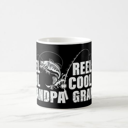 Mens Reel Cool Grandpa Design mit Fisch und Fishin Kaffeetasse (Mittel)