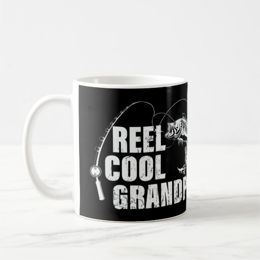 Mens Reel Cool Grandpa Design mit Fisch und Fishin Kaffeetasse (Links)