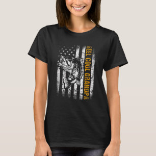 Mens Reel Cool Großvater Amerikanischer Flaggenfis T-Shirt