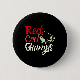 Mens Reel Cool Grumps Vintager Funny Fishing Pater Button