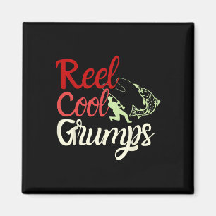 Mens Reel Cool Grumps Vintager Funny Fishing Pater Magnet