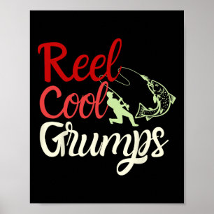 Mens Reel Cool Grumps Vintager Funny Fishing Pater Poster