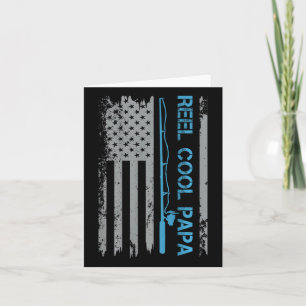 Mens Reel Cool Papa Fishing US Flag Patriotic 4. Karte
