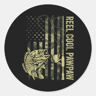 Mens Reel Cool Pawpaw Camouflage American Flag Fla Runder Aufkleber