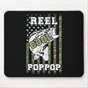 Mens Reel Cool Poppop Fisherman Camouflage America Mousepad
