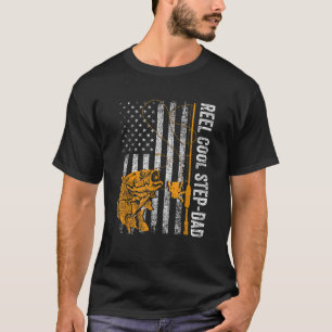 Mens Reel Cool Step Vater Shirt American Flag Fish