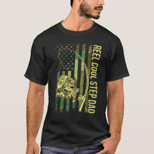 Mens Reel Cool Stiefvater American Flag Fisherman  T-Shirt