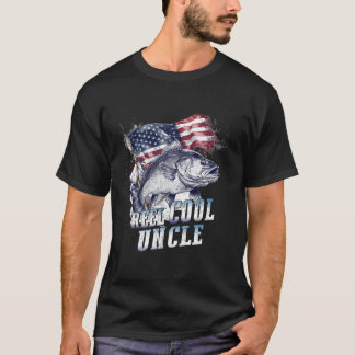Mens Reel Cool Uncle American Flag Fishing Fathers T-Shirt