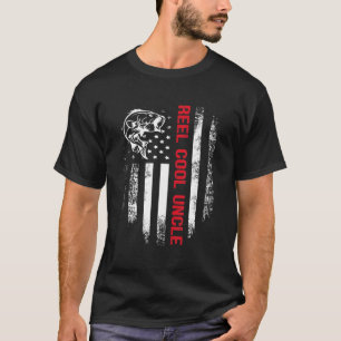 Mens Reel Cool Unon American Flag Fishing Father' T-Shirt