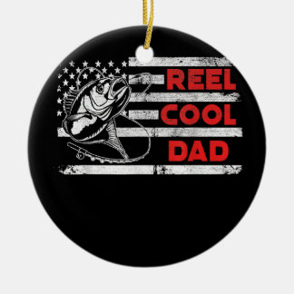 Mens Reel Cooler Vater Amerikanischer Flaggenfisch Keramik Ornament