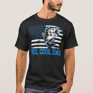 Mens Reel Cooler Vater Fischen Amerikanische Flagg T-Shirt
