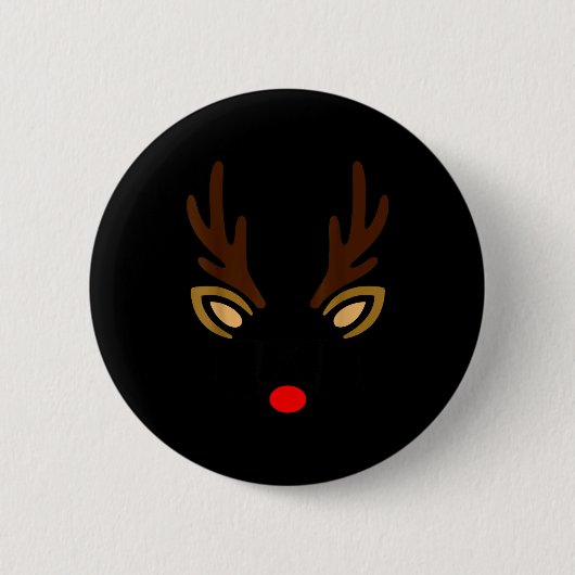 Mens Reindeer Face Gles Christmas Costume Pajama B Button (Vorderseite)