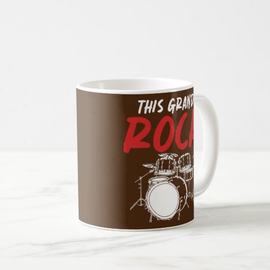 Mens Remüde Grandpa Drummer Rock Music Drum Set Kaffeetasse (VorderseiteRechts)
