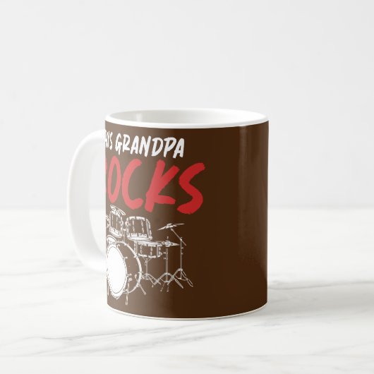 Mens Remüde Grandpa Drummer Rock Music Drum Set Kaffeetasse (Vorderseite Links)