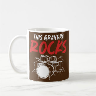 Mens Remüde Grandpa Drummer Rock Music Drum Set Kaffeetasse