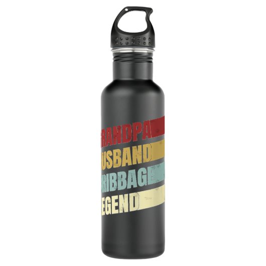 Mens Rero Cribbage Board Game Grandpa Husband Crib Edelstahlflasche (Vorderseite)