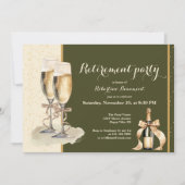 Men's Retirement Gold Green Champagne Party Einladung (Vorderseite)