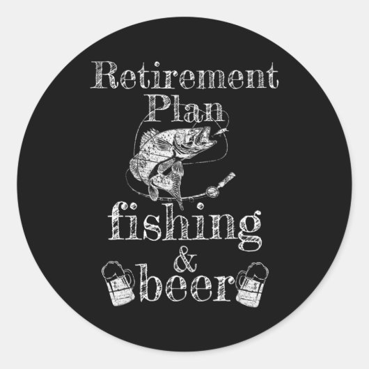 Mens Retirement Plan Fishing and Beer Fisherman Runder Aufkleber (Vorderseite)