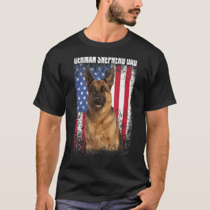 Mens Retro American Flag Deutscher Schäferhund Vat T-Shirt