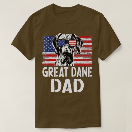 Mens Retro American Flag Great Dane Vater Dog Gesc T-Shirt (Design vorne)