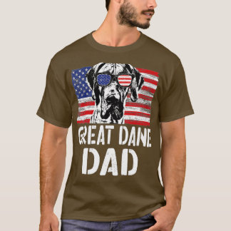 Mens Retro American Flag Great Dane Vater Dog Gesc T-Shirt