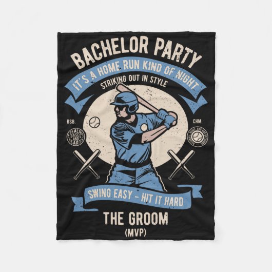 Mens Retro Bachelor Party Baseball Fleecedecke (Vorderseite)