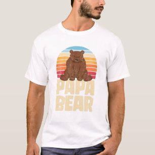 Mens Retro Bear Family Daddy Animal Vater Papa Bea T-Shirt