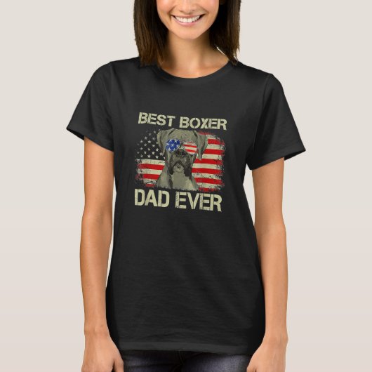 Mens Retro Best Boxer Dad Ever US Flag Dog Father T-Shirt (Vorderseite)