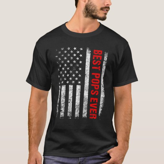 Mens Retro Best Pops Ever US American Flag  Father T-Shirt (Vorderseite)