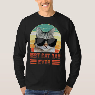 Mens Retro Bester Vater jeder Art, Katze mit Sonne T-Shirt