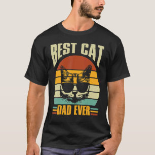 Mens Retro Bester Vater Katze Vater T-Shirt