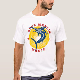 Mens Retro Blue Marlin Magic T - Shirt