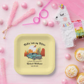 Men's Retro Classic Blue Car Desert 50th Birthday Pappteller (Party)