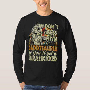 Mens Retro Daddy Rex Saurus Vatertag Weihnachten T-Shirt