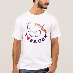 Mens Retro Narwhal Whale Bacon T - Shirt