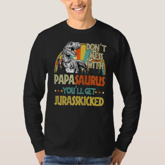 Mens Retro Papasaurus Dinosaurier Rex Vintag Vater T-Shirt