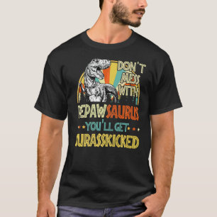 Mens Retro Pepawsaurus Dinosaur Rex Vintager Vater T-Shirt