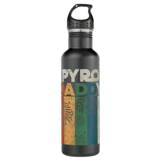 Mens Retro Pyro Daddy Pyrotechniker Vater Firewo Edelstahlflasche (Vorderseite)