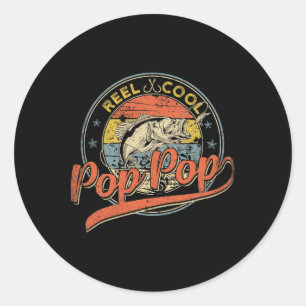Mens Retro Rollen Cooler Pop Pop Fishing Vathedota Runder Aufkleber