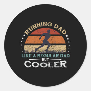 Mens Retro Running Vater Apparel Vatertag Geburt Runder Aufkleber