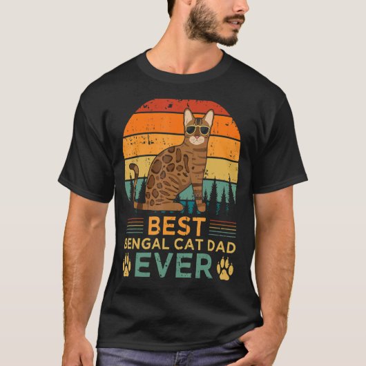 Mens Retro Style Best Bengalisch Cat Vater je Vate T-Shirt (Vorderseite)
