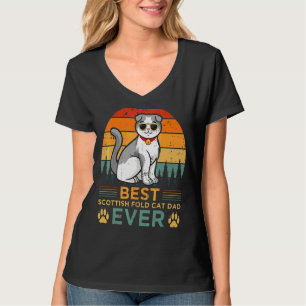 Mens Retro Style Best Scottish Fold Cat Vater Ever T-Shirt