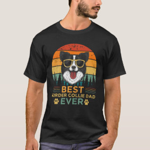 Mens Retro Style Beste Border Collie Vater je Fave T-Shirt