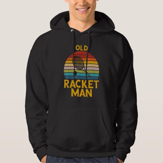 Mens Retro Tennis Lover Old Racket man Tennis Play Hoodie (Vorderseite)