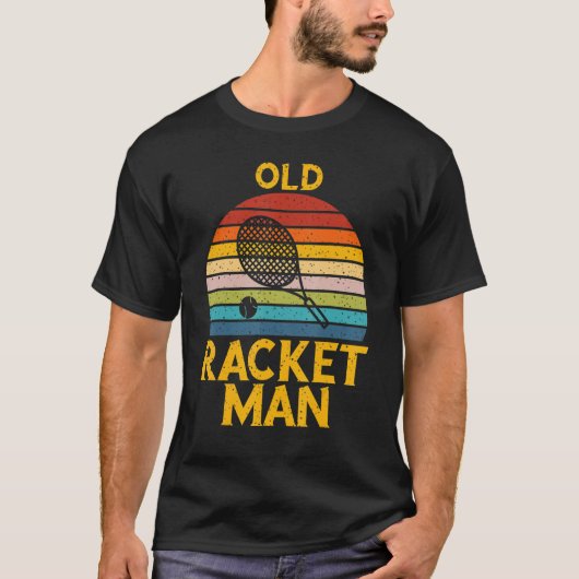 Mens Retro Tennis Lover Old Racket man Tennis Play T-Shirt (Vorderseite)