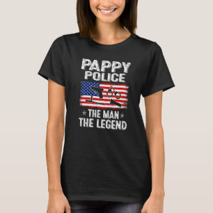 Mens Retro US Flag Vater's Day Pappy Polizei L T-Shirt