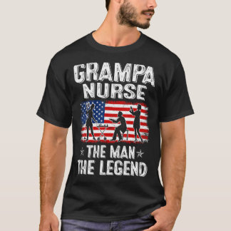 Mens Retro US Flag Vatertag Grampa Nurse The L T-Shirt