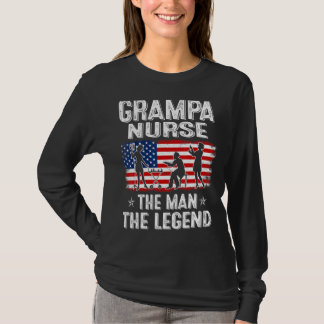 Mens Retro US Flag Vatertag Grampa Nurse The L T-Shirt